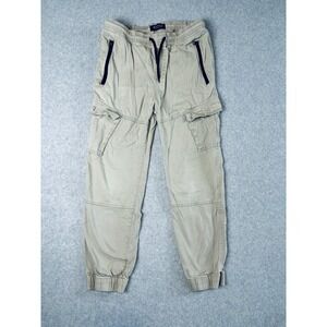 WXYZ Cargo Pants Tan Youth Size Medium - Zippers Pockets Elastic Waist